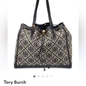 Tory Burch Navy and Tan Tote Bag